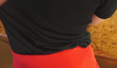 Slutty brunette seduced and milked stepdad's big cock