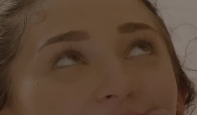 Gorgeous brunette Riley Reid looking stunning with cum in her mouth