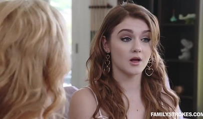 Horny brunette Rosalyn Sphinx got drilled in a threesome with mom