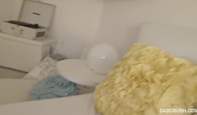 Naughty blonde Jessica Jones milked stepdad's cock after making it hard