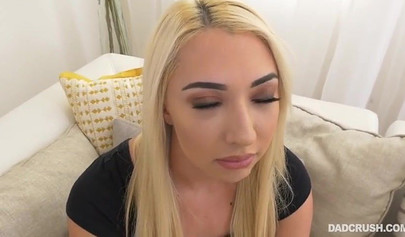 Naughty blonde Jessica Jones milked stepdad's cock after making it hard