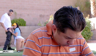 Slutty horny teen fucked hard in public without getting caught