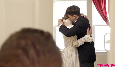 Gorgeous brunette teen Tiffany Watson fucking in a threesome with stepsister