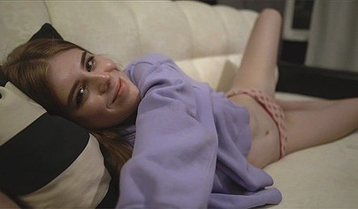 Horny amateur brunette teen giving a sloppy blowjob