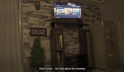 Horny amateur brunette teen giving a sloppy blowjob