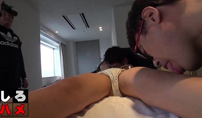 Sexy Japanese teen got a deep creampie after ass fucking during casting