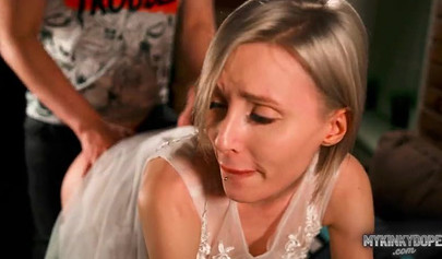 Naughty blonde Mykinkydope milked stepbrother's cock after she got caught masturbating