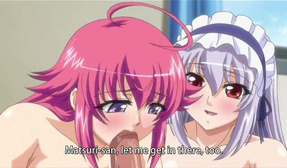 Horny lesbian teen nympho drilled in sexy hentai threesome