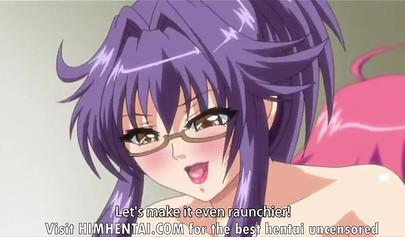 Horny lesbian teen nympho drilled in sexy hentai threesome