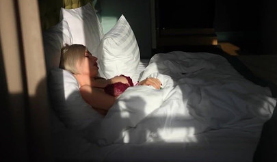 Naughty blonde with big tits caught stroking her pussy on spy cam