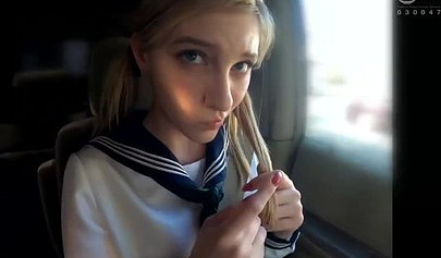 A morning fuck for the slutty Japanese school girl