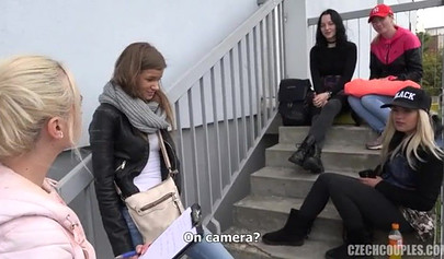 Outside threesome fuck with babes Vinna Reed and Sarah Kay