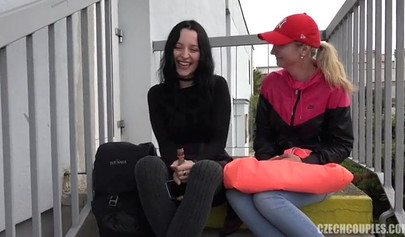 Outside threesome fuck with babes Vinna Reed and Sarah Kay