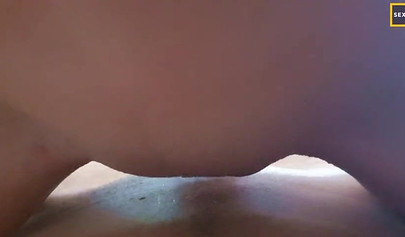 Petite pussy rubs his cock before cumming heavily