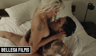 Petite blonde Elsa Jean getting cumshot after sloppy blowjob