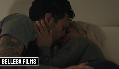 Petite blonde Elsa Jean getting cumshot after sloppy blowjob