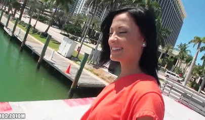 Gorgeous brunette mom Kelly Diamond giving a blowjob after rough sex