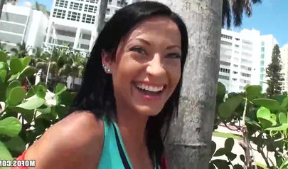 Gorgeous brunette mom Kelly Diamond giving a blowjob after rough sex