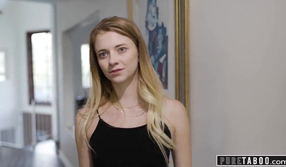 Shy blonde teen Riley Star let her stepdad hardcore pound her