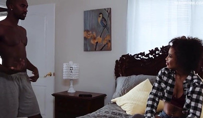 Naughty ebony teen Demi Sutra fucking her horny stepbrother