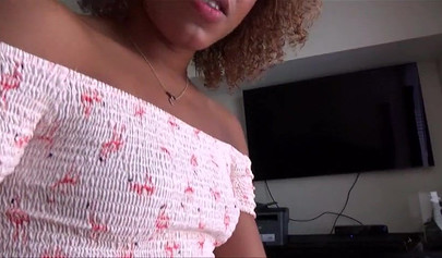 Slutty ebony teen Alex Adams milking her stepdad's cock