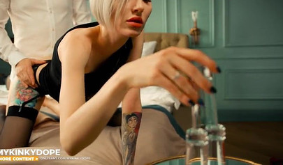 Naughty petite blonde Mykinkydope hardcore pounded from behind