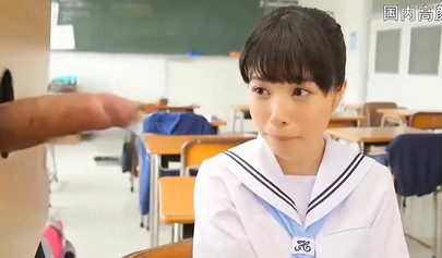 Beautiful Asian brunette got a deep creampie from an old cock