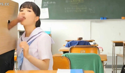 Beautiful Asian brunette got a deep creampie from an old cock