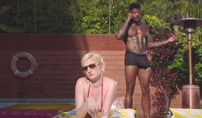 Horny blonde teen Skye Blue milking her first big black cock