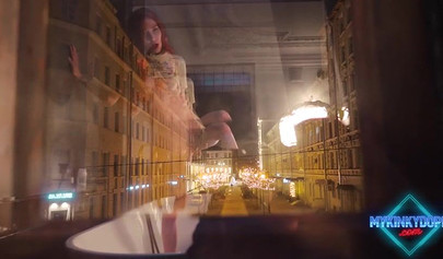 Petite redhead teen in cosplay Mykinkydope stroking her pussy in public