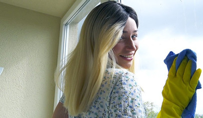 Horny amateur blonde cumshot after hard doggystyle and blowjob