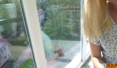 Horny amateur blonde cumshot after hard doggystyle and blowjob