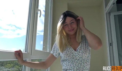 Horny amateur blonde cumshot after hard doggystyle and blowjob