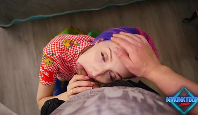 Tiny pink haired teen Mykinkydope cumshot after hardcore fucking