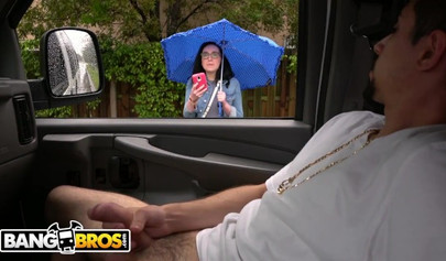 Shy teen brunette with a big ass picked up and pounded