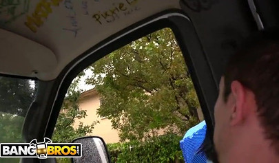 Shy teen brunette with a big ass picked up and pounded