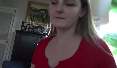 Young tart getting her mouth full of jizz pov