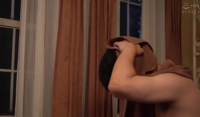 Japanese wife with small tits fucking after a relaxing bath