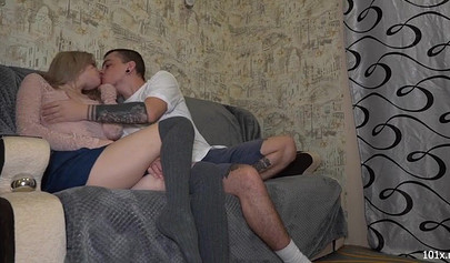 Naughty man cheats on his wife with a blonde teen