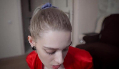 Blonde teen teases her asshole as guy fucks her slit