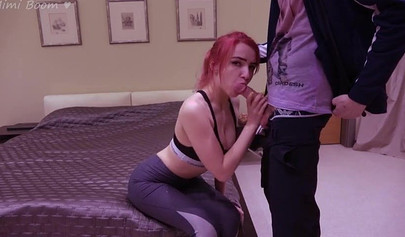 Big ass redhead fucking to pay off her hubby's debt