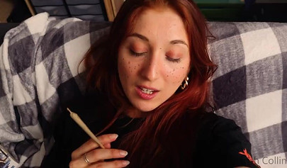 Amateur redhead vixen Trish Collins has a virtual date