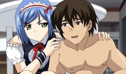 Uncensored Hentai featuring horny teens in a rough threesome