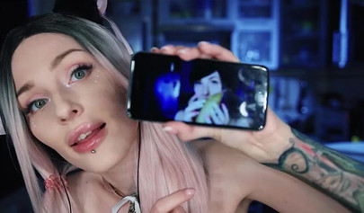 Inked-up babe with ponytails loves engaging in a kinky roleplay