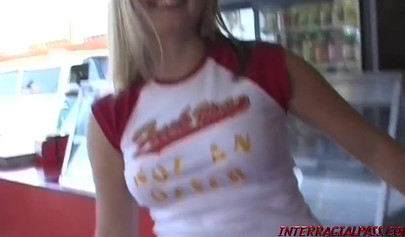 Ebony monster cock stretching Lynn Pleasant's tight pussy