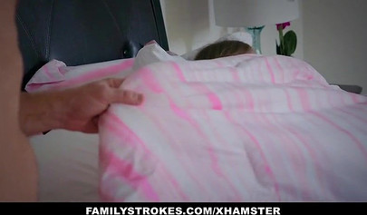 Brunette stepdaughter Alyce Anderson cuddling and fucking her kinky daddy