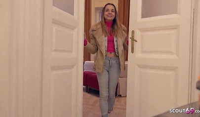 German teen in stockings picked up and pussy rammed