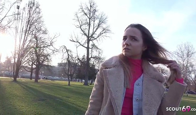 German teen in stockings picked up and pussy rammed