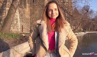 German teen in stockings picked up and pussy rammed