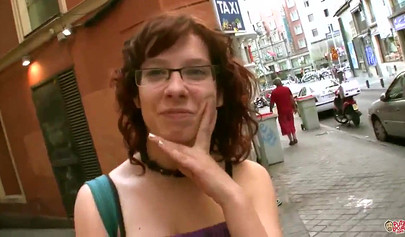 Nerdy teen uses her huge tits to pleasure a shaft